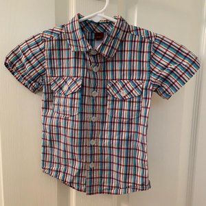 Boys Vishnu Plaid Beach Shirt Short Sleeve Button Down Size 2
